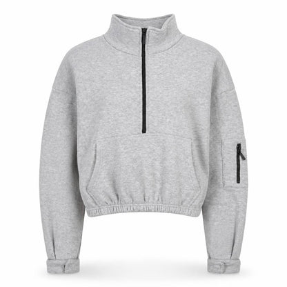PRETTYLITTLETHING Womens Grey Polyester Pullover Sweatshirt Size S Zip