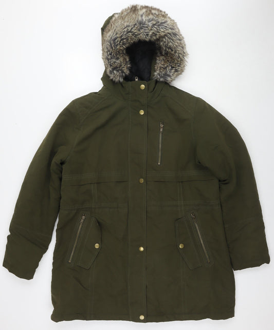 Avenue Womens Grey Parka Jacket Size 16 Zip