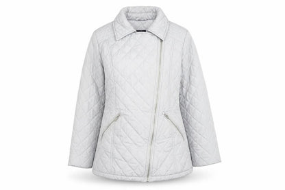 Marks & Spencer Womens Grey Quilted Jacket Size 12 Zip
