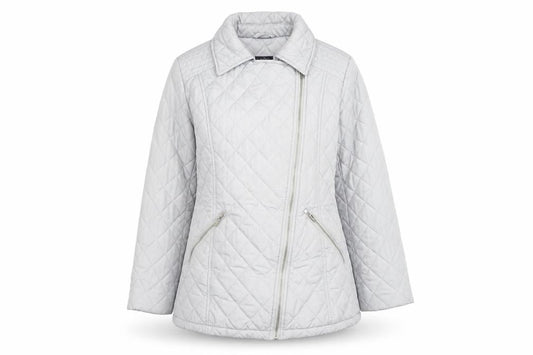 Marks & Spencer Womens Grey Quilted Jacket Size 12 Zip