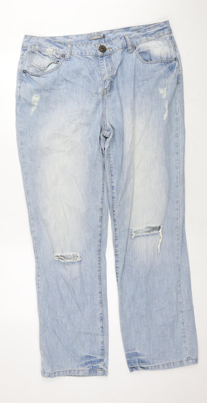 South Womens Blue Cotton Bootcut Jeans Size 16 L33 in Regular Zip