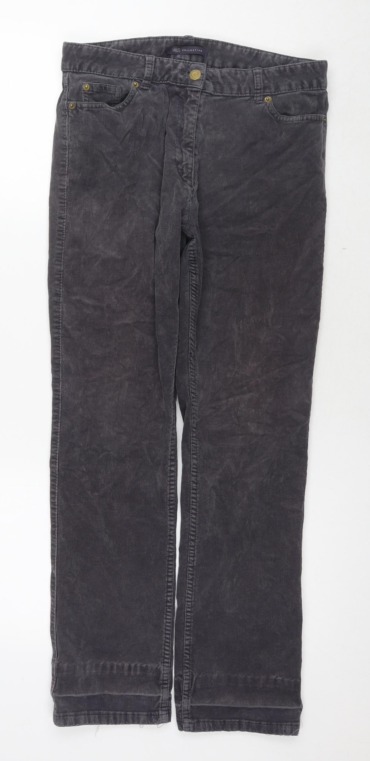 Womens UK Size 10 Marks and Spencer Regular Fit  Grey Trousers