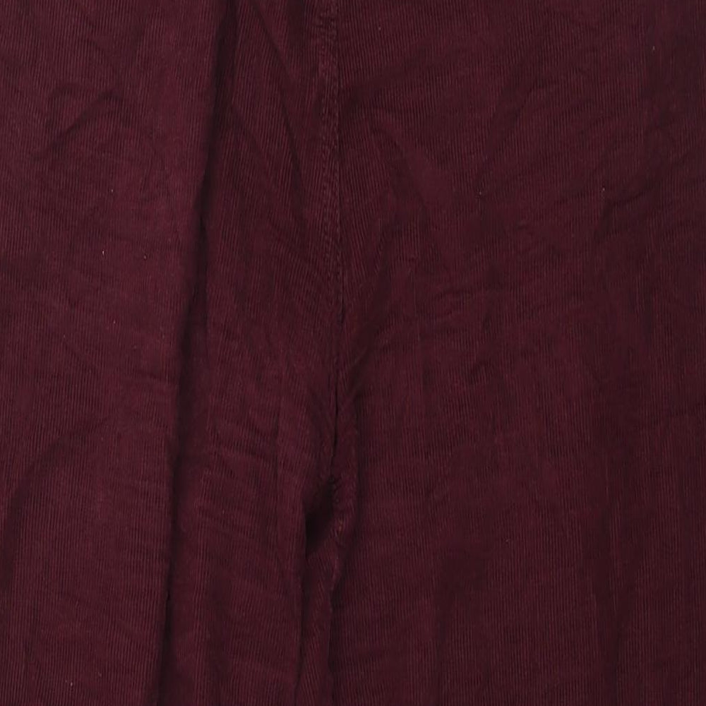 Studio Womens Red Cotton Trousers Size 14 L28 in Regular Zip