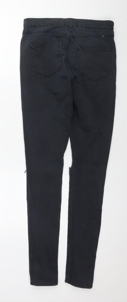Topshop Womens Black Cotton Skinny Jeans Size 28 L30 in Regular Zip