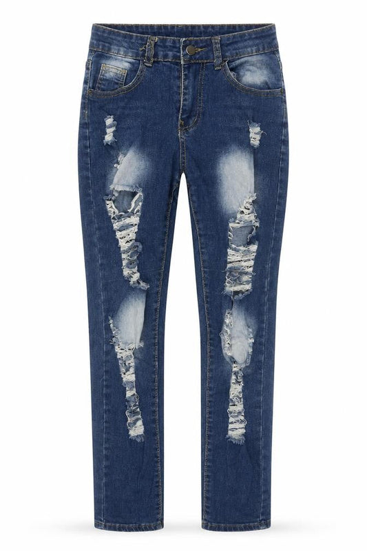 Front view of Denim women’s blue cotton skinny jeans, size S, 27-inch leg regular zip
