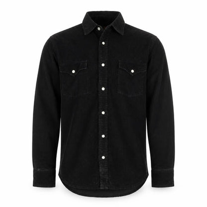 POP Mens Black Cotton Button-Up Size S Collared Snap