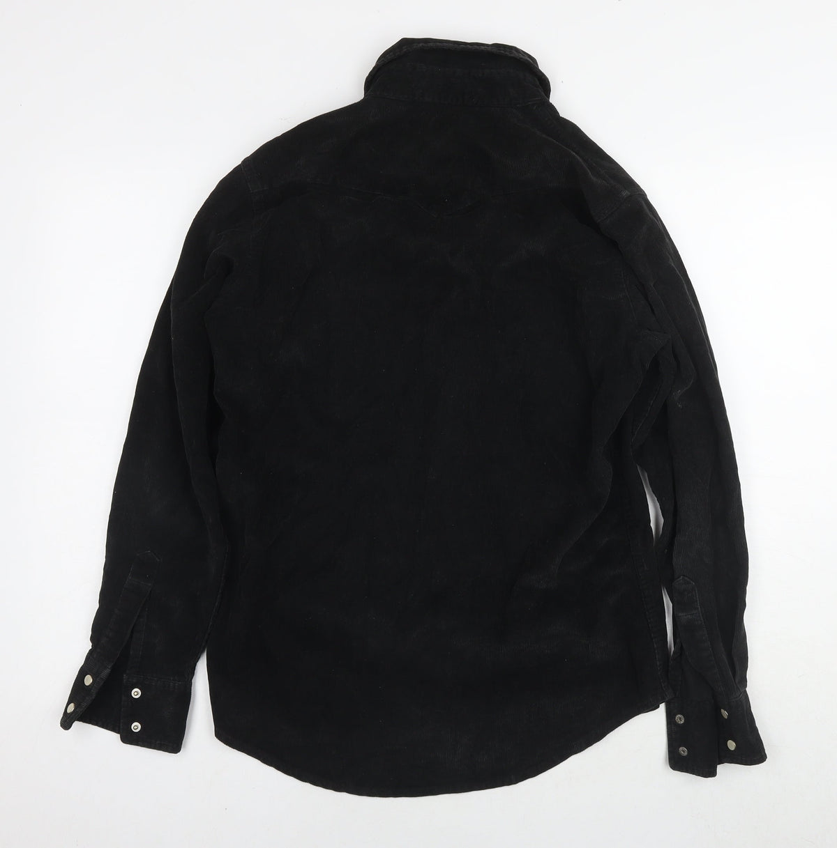 POP Mens Black Cotton Button-Up Size S Collared Snap