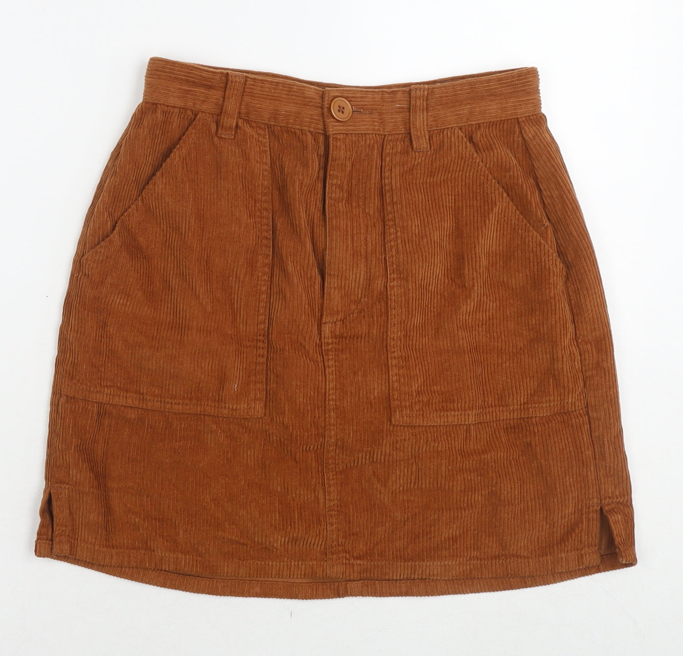 ASOS Womens Brown Cotton A-Line Skirt Size 8 Zip