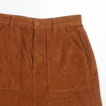 ASOS Womens Brown Cotton A-Line Skirt Size 8 Zip