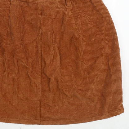 ASOS Womens Brown Cotton A-Line Skirt Size 8 Zip