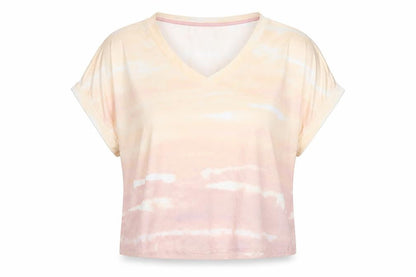 Danskin Womens Multicoloured Striped Polyester Basic T-Shirt Size XL V-Neck