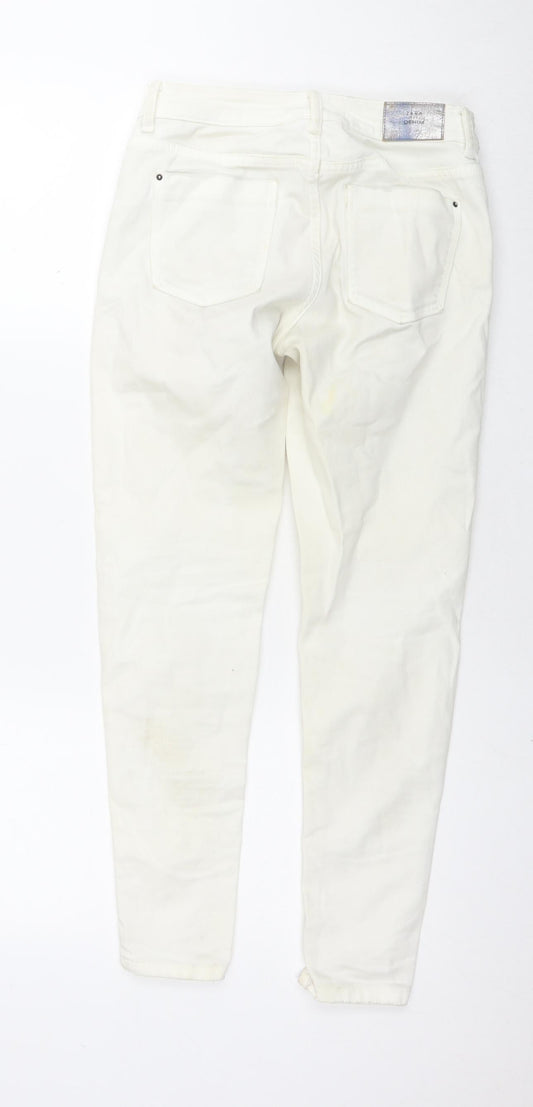 Zara Womens White Cotton Skinny Jeans Size 6 L26 in Regular Zip