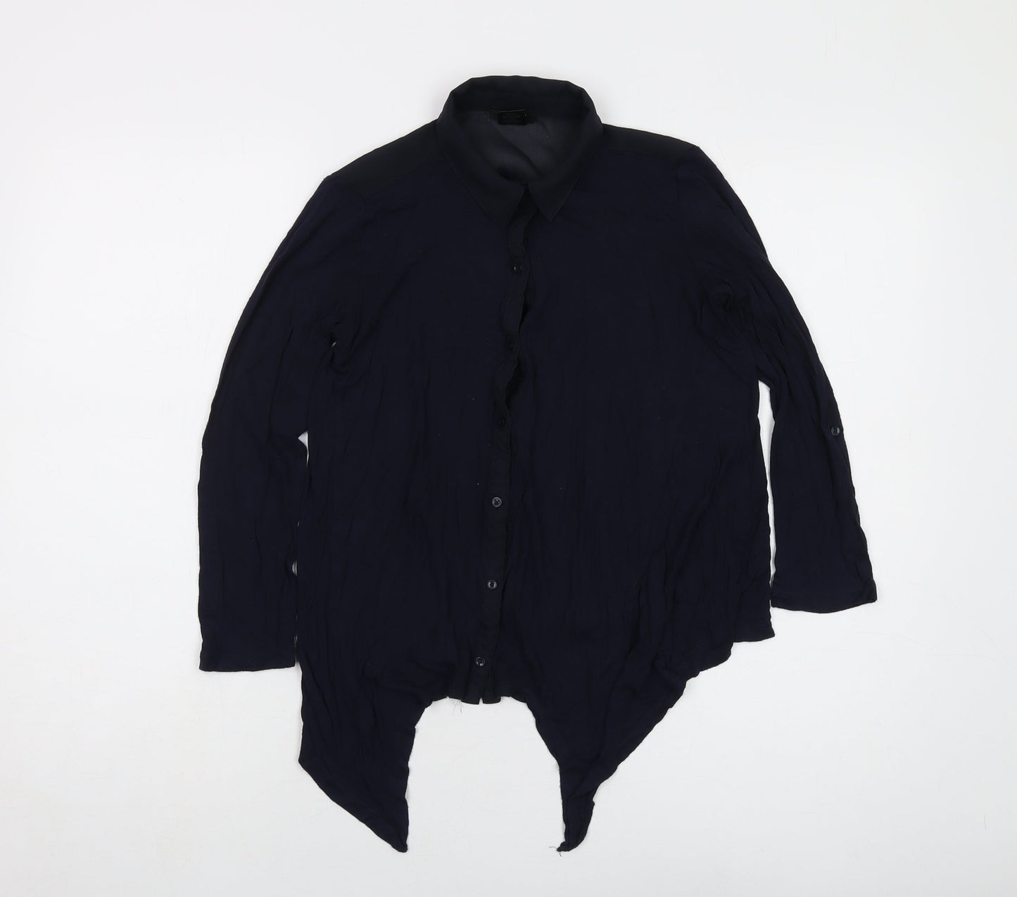 Ann Taylor Womens Blue Viscose Basic Blouse Size 2XS Collared