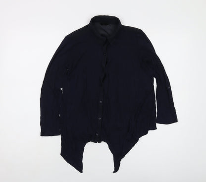 Ann Taylor Womens Blue Viscose Basic Blouse Size 2XS Collared