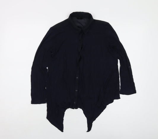 Ann Taylor Womens Blue Viscose Basic Blouse Size 2XS Collared