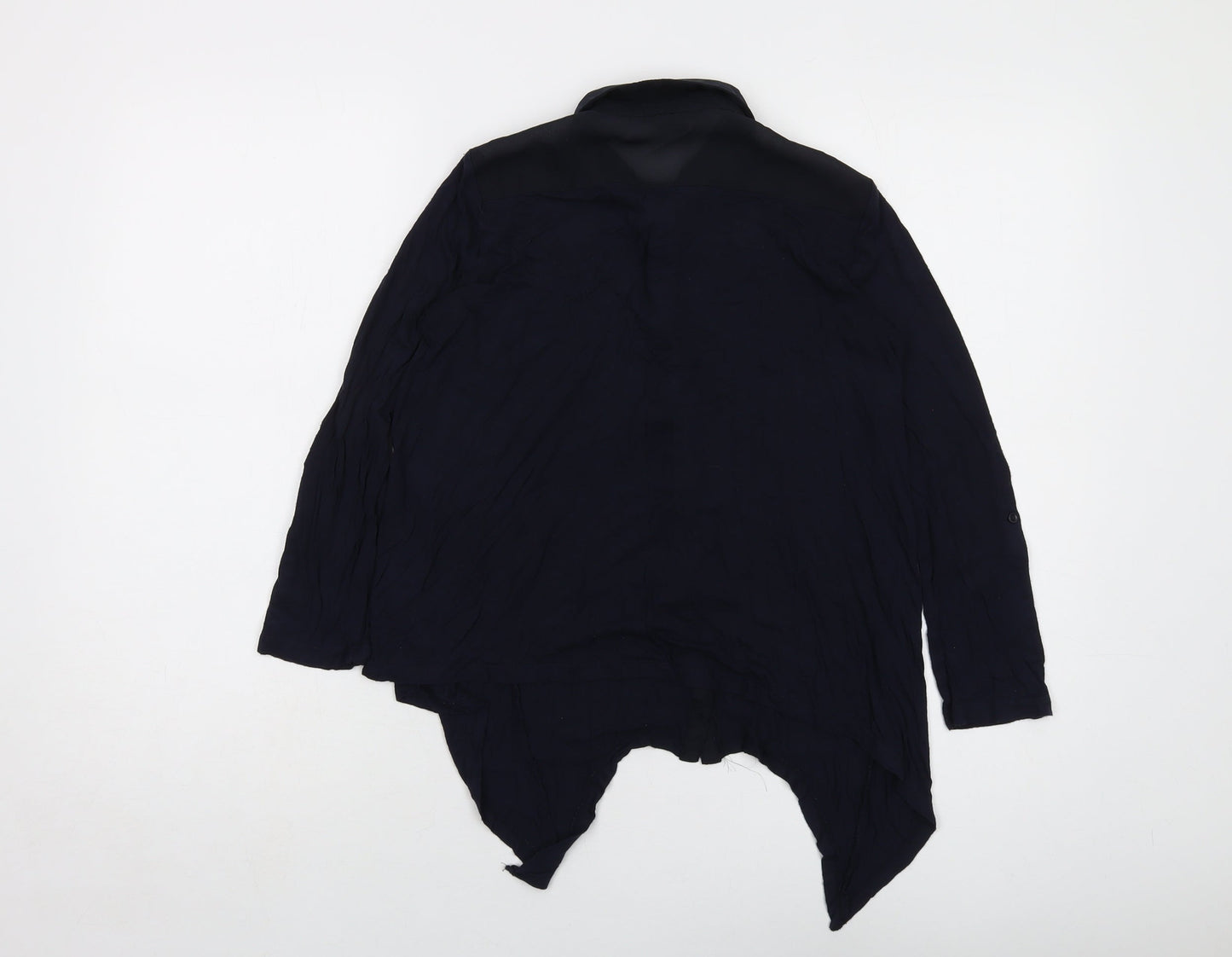 Ann Taylor Womens Blue Viscose Basic Blouse Size 2XS Collared