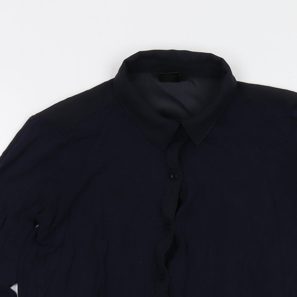 Ann Taylor Womens Blue Viscose Basic Blouse Size 2XS Collared