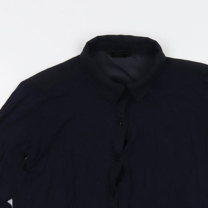 Ann Taylor Womens Blue Viscose Basic Blouse Size 2XS Collared