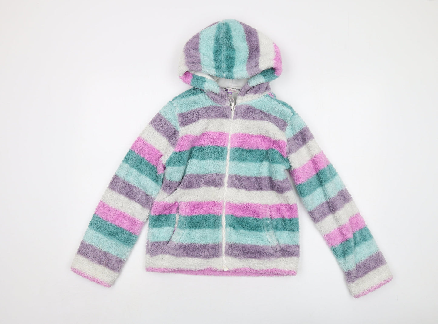 John Lewis Girls Multicoloured Striped Jacket Size 11 Years Zip