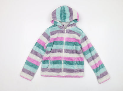 John Lewis Girls Multicoloured Striped Jacket Size 11 Years Zip