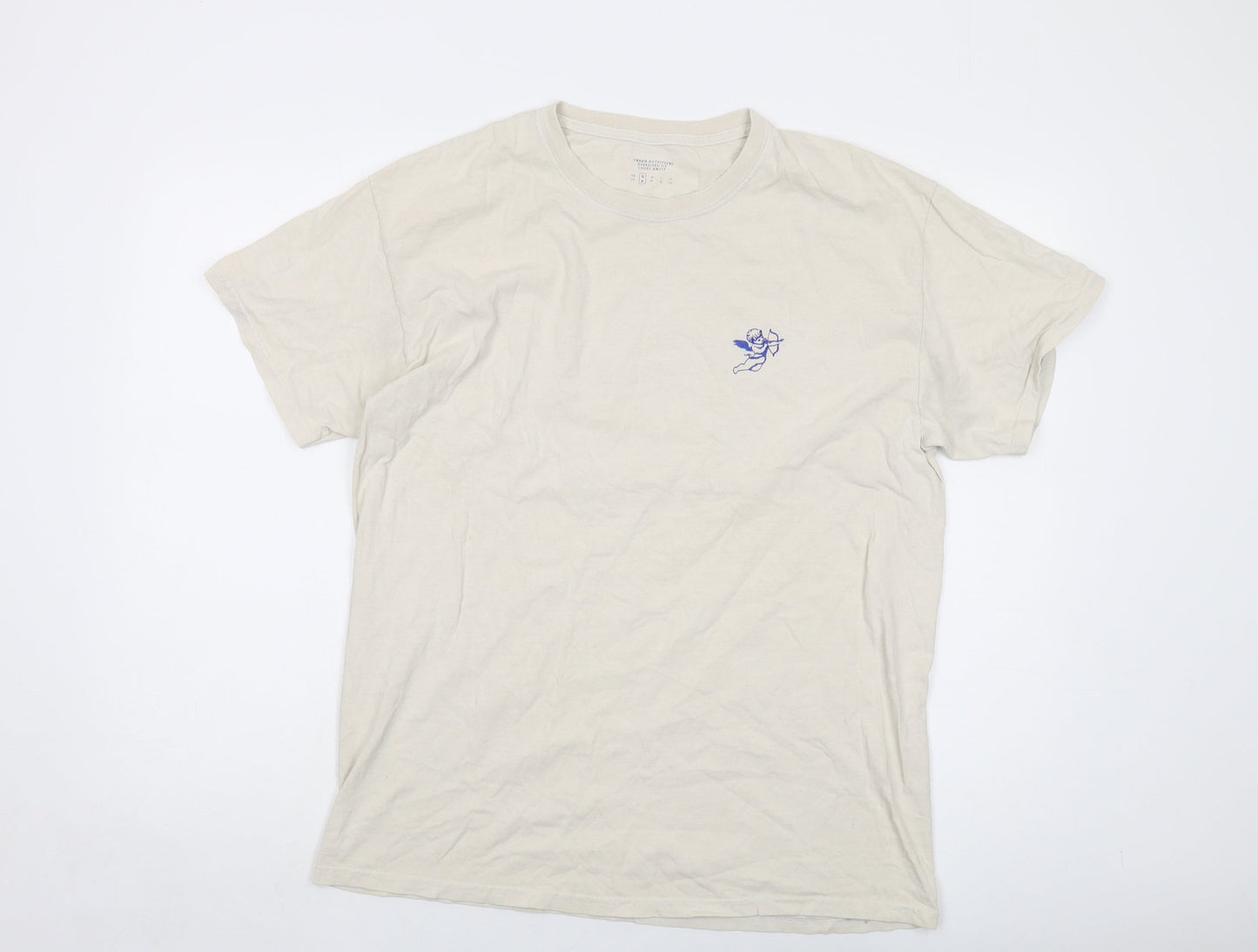 Urban Outfitters Mens Beige Cotton T-Shirt Size S Crew Neck