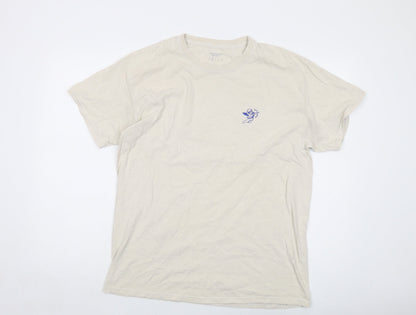 Urban Outfitters Mens Beige Cotton T-Shirt Size S Crew Neck