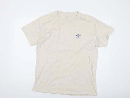 Urban Outfitters Mens Beige Cotton T-Shirt Size S Crew Neck