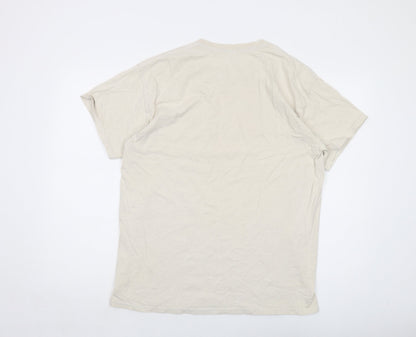 Urban Outfitters Mens Beige Cotton T-Shirt Size S Crew Neck