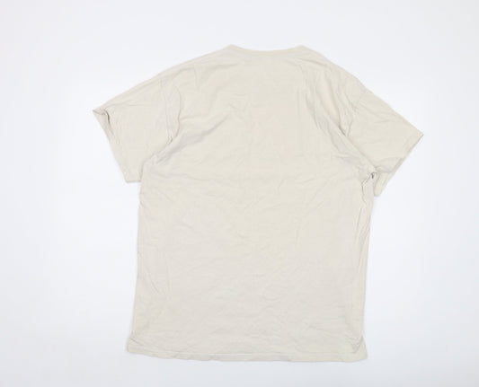 Urban Outfitters Mens Beige Cotton T-Shirt Size S Crew Neck