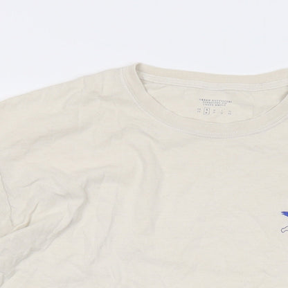 Urban Outfitters Mens Beige Cotton T-Shirt Size S Crew Neck