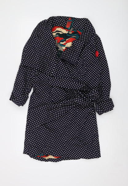 Ringspuin Womens Blue Polka Dot Overcoat Coat Size 10 Button