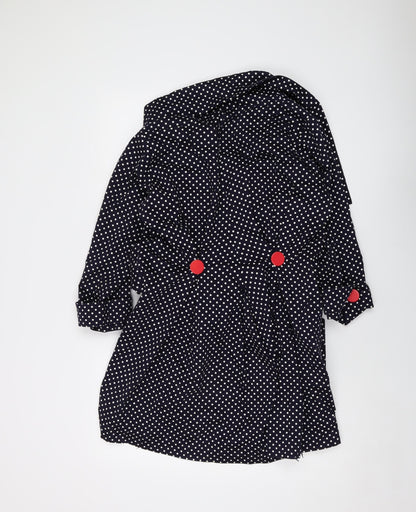 Ringspuin Womens Blue Polka Dot Overcoat Coat Size 10 Button
