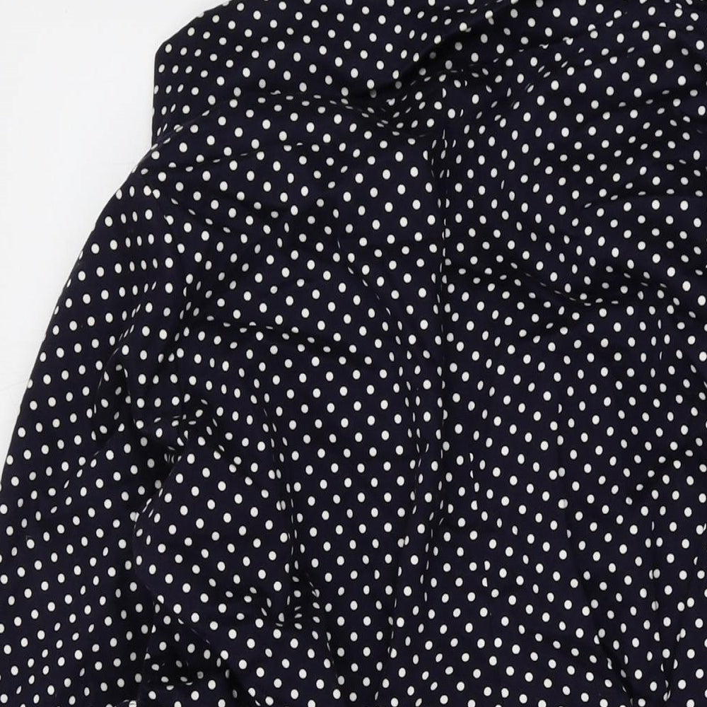 Ringspuin Womens Blue Polka Dot Overcoat Coat Size 10 Button