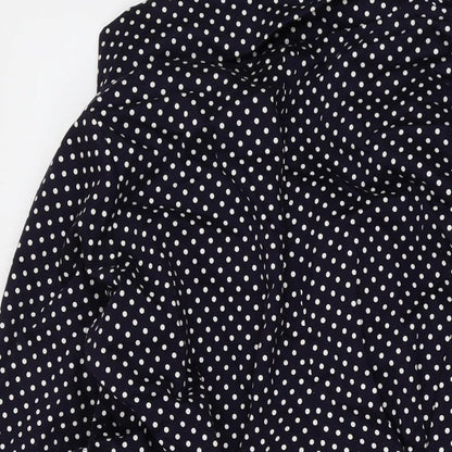 Ringspuin Womens Blue Polka Dot Overcoat Coat Size 10 Button