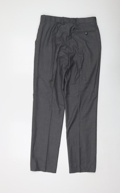 Yaly Mens Grey Polyester Trousers Size 30 in L31 in Regular Hook & Eye