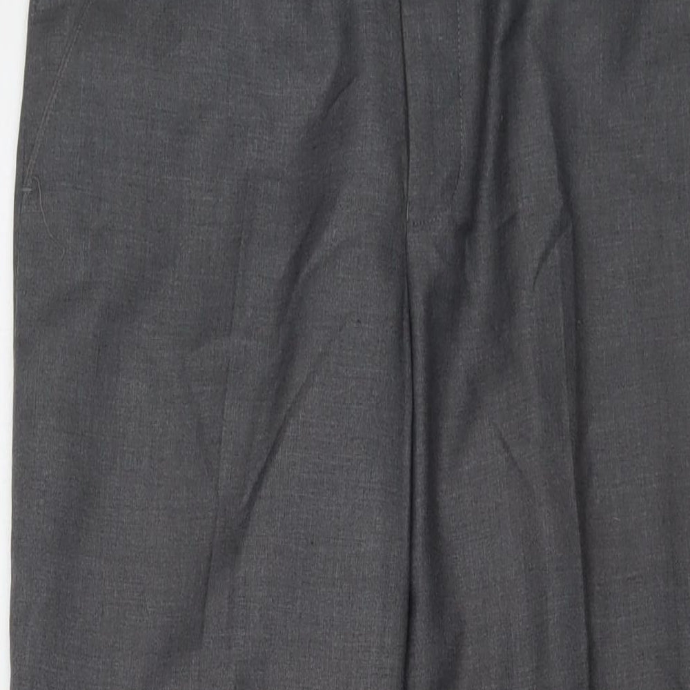 Yaly Mens Grey Polyester Trousers Size 30 in L31 in Regular Hook & Eye