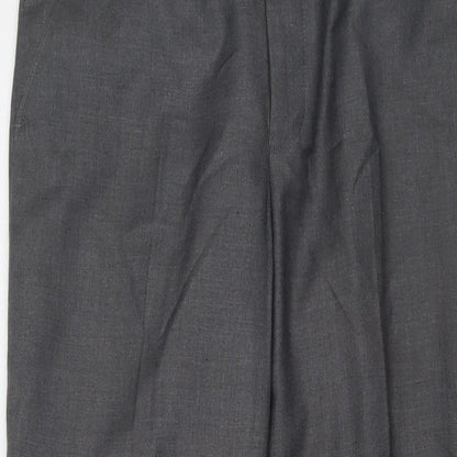 Yaly Mens Grey Polyester Trousers Size 30 in L31 in Regular Hook & Eye