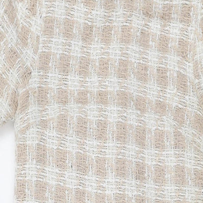 Oasis Womens Pink Check Polyester A-Line Size 8 Round Neck Zip