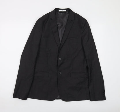 Additional front view of Marks & Spencer boys’ grey jacket, size 14-15, years button