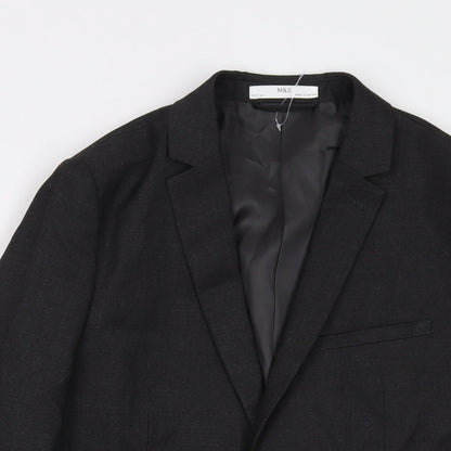 Close-up detail of Marks & Spencer boys’ grey jacket, size 14-15, years button