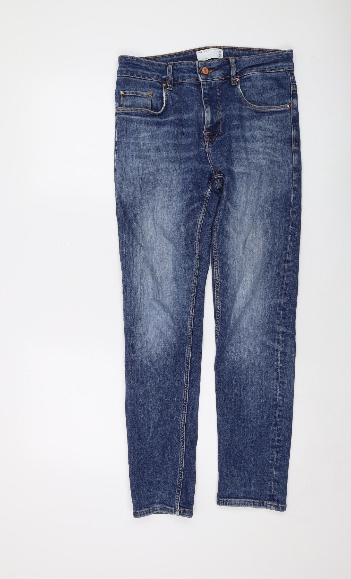 ASOS Mens Blue Cotton Skinny Jeans Size 29 in L30 in Regular Button