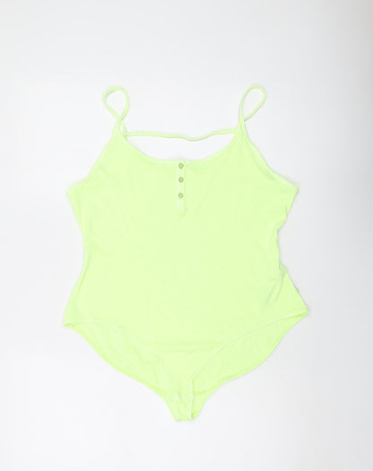 By Boutique Womens Green Cotton Bodysuit One-Piece Size XL Snap