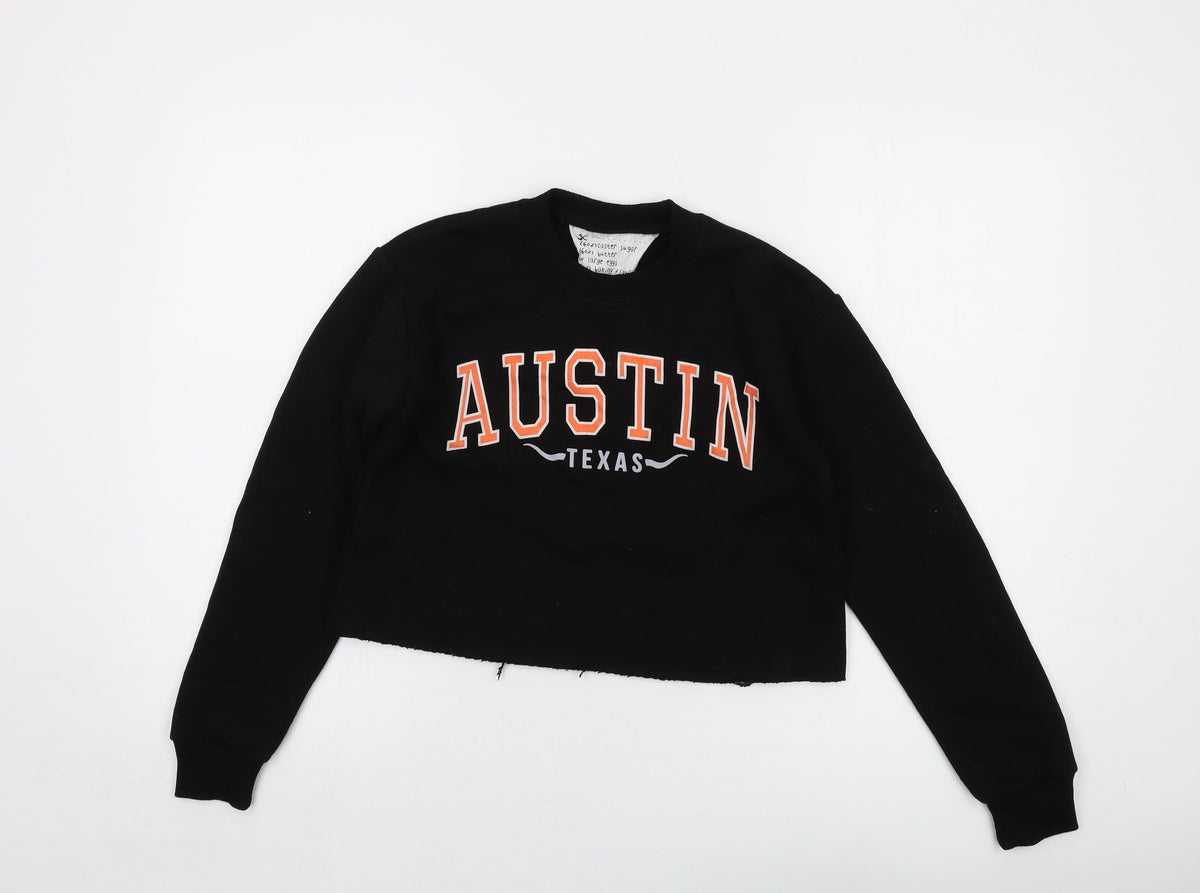Austin Texas Womens Black Polyester Pullover Sweatshirt Size 4 Pullover