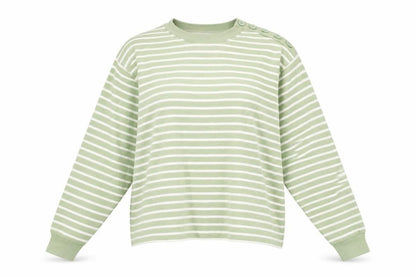 Marks & Spencer Womens Green Striped Cotton Pullover Sweatshirt Size L Pullover