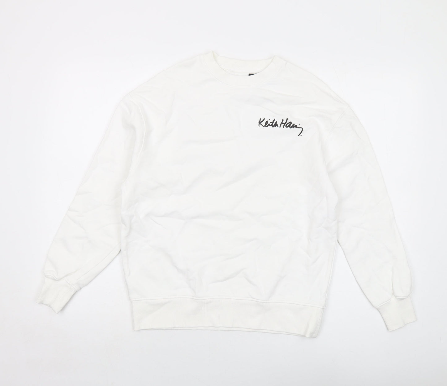 Keith Haring Girls White Cotton Pullover Sweatshirt Size 11-12 Years Pullover