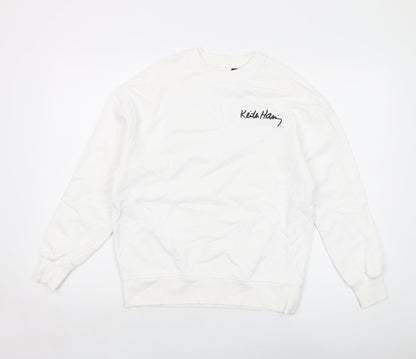 Keith Haring Girls White Cotton Pullover Sweatshirt Size 11-12 Years Pullover