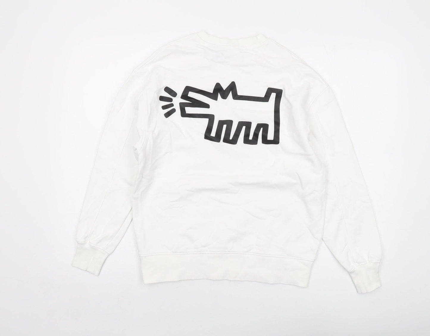 Keith Haring Girls White Cotton Pullover Sweatshirt Size 11-12 Years Pullover
