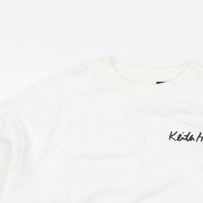 Keith Haring Girls White Cotton Pullover Sweatshirt Size 11-12 Years Pullover