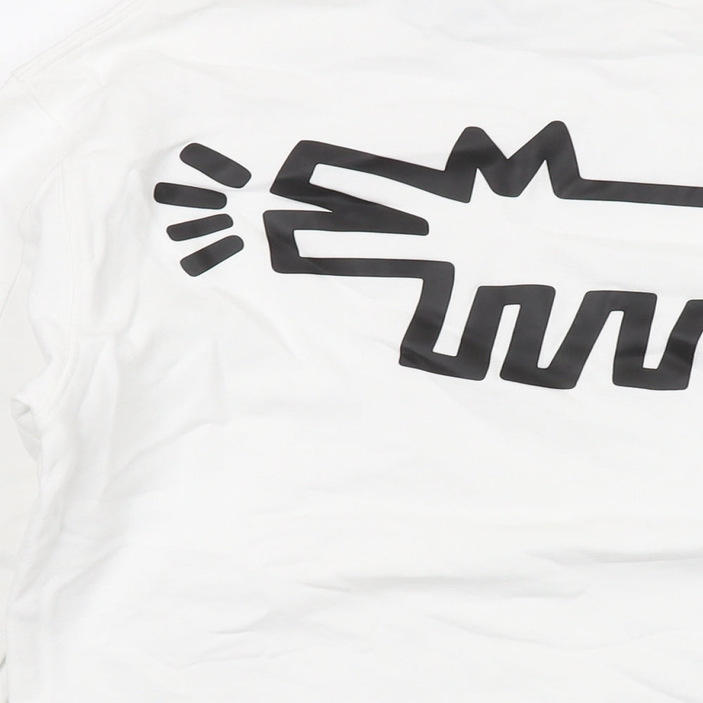 Keith Haring Girls White Cotton Pullover Sweatshirt Size 11-12 Years Pullover