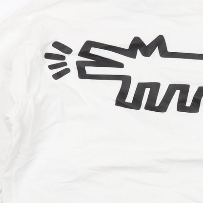Keith Haring Girls White Cotton Pullover Sweatshirt Size 11-12 Years Pullover